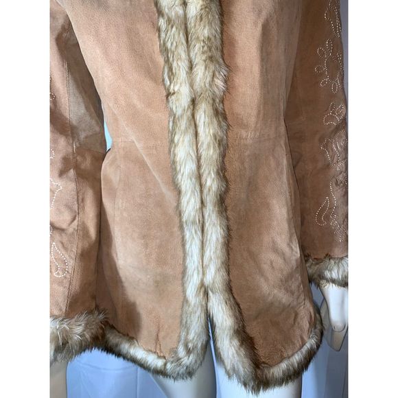 SOLD Vintage 90’s Y2K Tan Leather Penny Lane Coat Medium - Picture 4 of 13